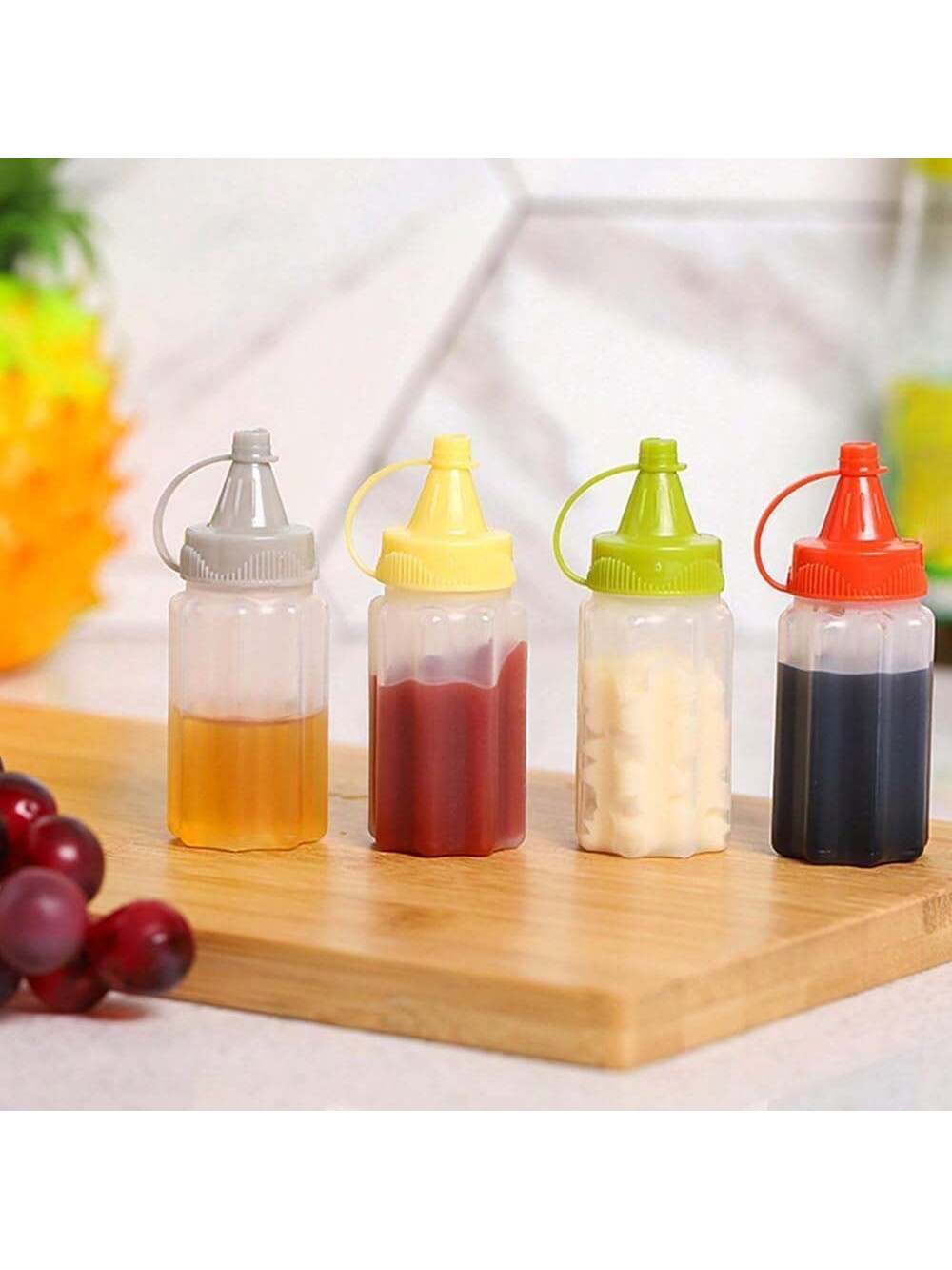 2/4/6Pcs Portable PP Sauce Squ - Herb Keeper Bottle 评论和价格