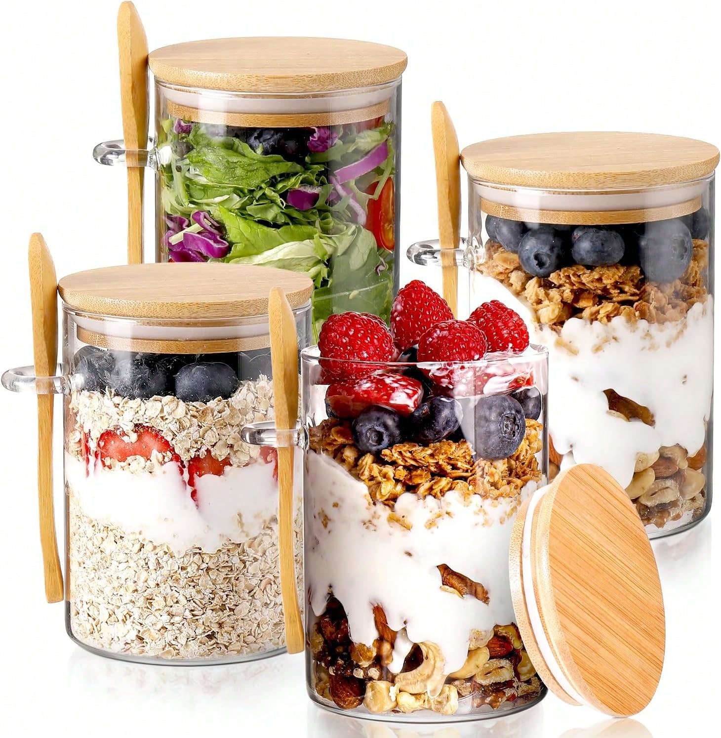 4 Pack Overnight Oats Jars Mod - Meal Prep Yogurt Parfait 评论和价格