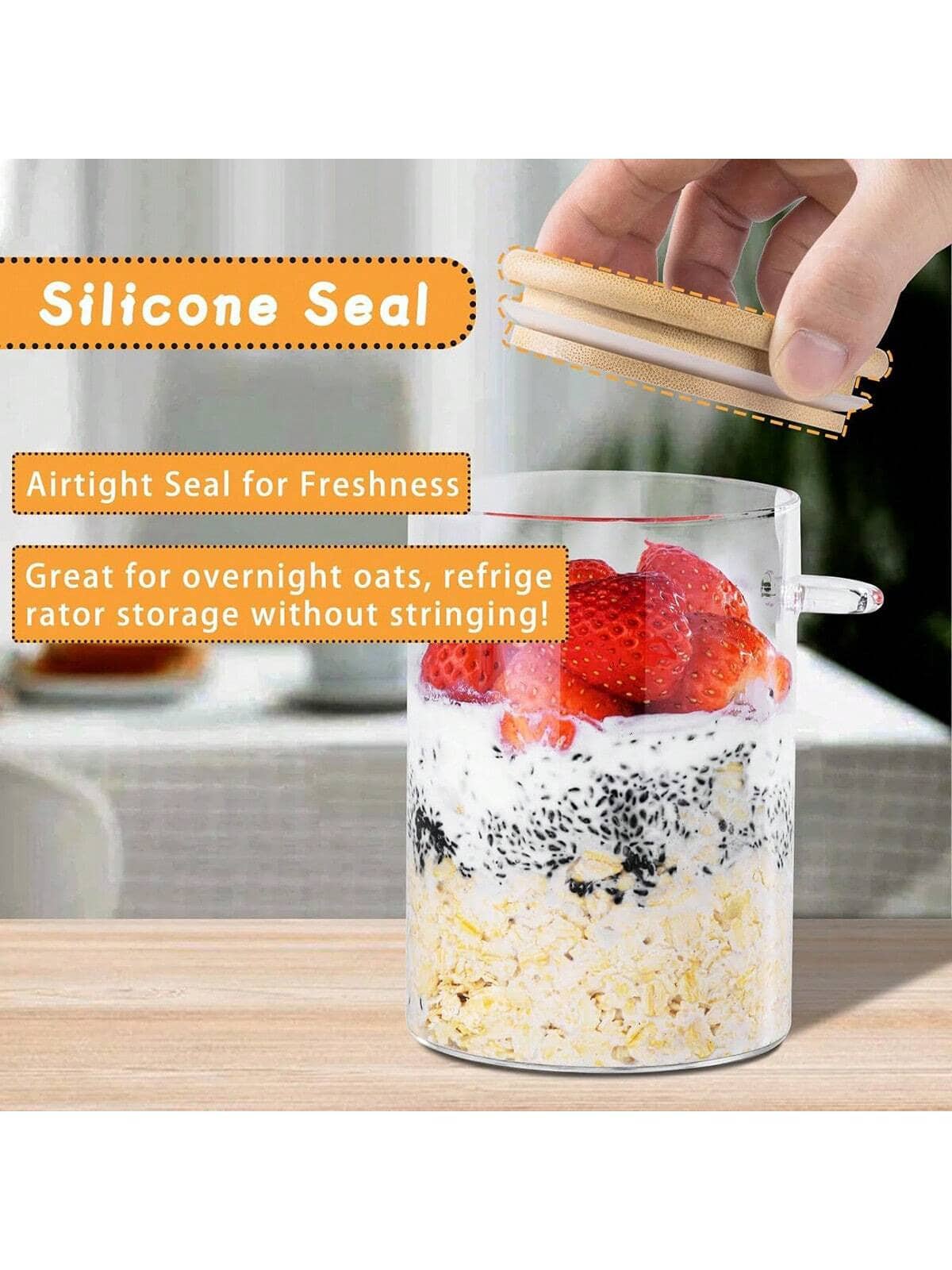 4 Pack Overnight Oats Jars Mod - Meal Prep Yogurt Parfait 评论和价格