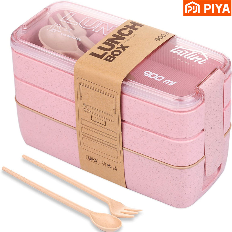 3-In-1 Compartment Wheat Straw - Meal Prep Lunch Boxes 评论和价格