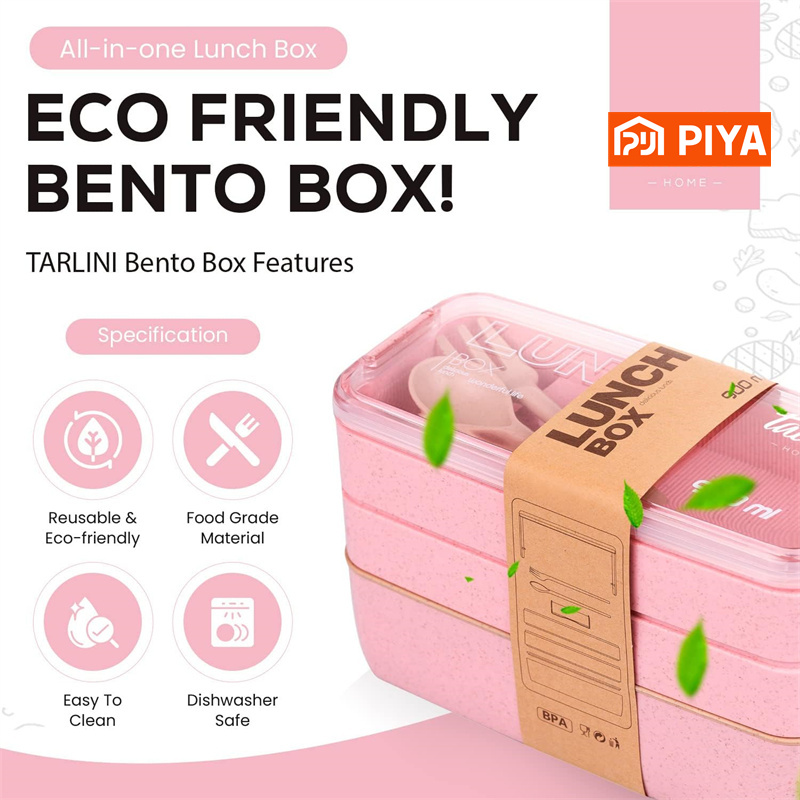 3-In-1 Compartment Wheat Straw - Meal Prep Lunch Boxes 评论和价格