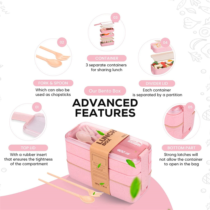 3-In-1 Compartment Wheat Straw - Meal Prep Lunch Boxes 评论和价格