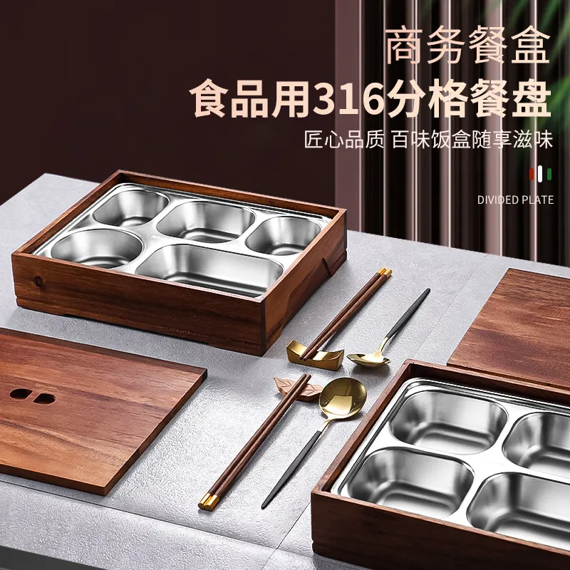 Black Walnut Bento Box with Di - Meal Prep Korean 评论和价格